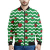 Green Zigzag Ladybird Pattern Print Men's Bomber Jacket