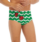 Green Zigzag Ladybird Pattern Print Men's Briefs