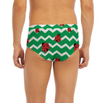 Green Zigzag Ladybird Pattern Print Men's Briefs