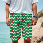 Green Zigzag Ladybird Pattern Print Men's Cargo Shorts