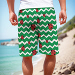 Green Zigzag Ladybird Pattern Print Men's Cargo Shorts