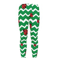 Green Zigzag Ladybird Pattern Print Men's Leggings