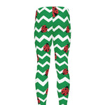 Green Zigzag Ladybird Pattern Print Men's leggings