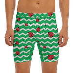 Green Zigzag Ladybird Pattern Print Men's Long Boxer Briefs