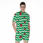 Green Zigzag Ladybird Pattern Print Men's Rompers