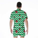Green Zigzag Ladybird Pattern Print Men's Rompers