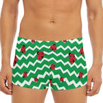 Green Zigzag Ladybird Pattern Print Men's Short Boxer Briefs