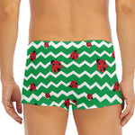 Green Zigzag Ladybird Pattern Print Men's Short Boxer Briefs