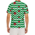 Green Zigzag Ladybird Pattern Print Men's Short Sleeve Rash Guard