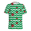 Green Zigzag Ladybird Pattern Print Men's Sports T-Shirt
