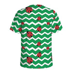 Green Zigzag Ladybird Pattern Print Men's Sports T-Shirt