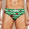 Green Zigzag Ladybird Pattern Print Men's Swim Briefs