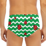 Green Zigzag Ladybird Pattern Print Men's Triangle Swim Briefs