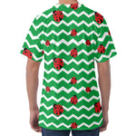 Green Zigzag Ladybird Pattern Print Men's Velvet T-Shirt