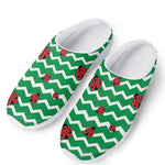 Green Zigzag Ladybird Pattern Print Mesh Casual Shoes