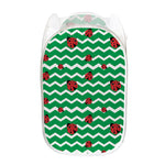Green Zigzag Ladybird Pattern Print Mesh Laundry Hamper
