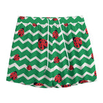 Green Zigzag Ladybird Pattern Print Mesh Shorts