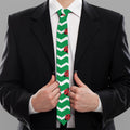 Green Zigzag Ladybird Pattern Print Necktie