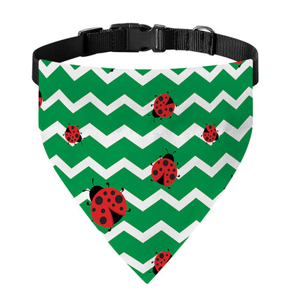 Green Zigzag Ladybird Pattern Print Over The Collar Dog Bandana