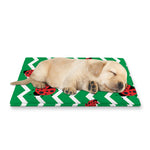 Green Zigzag Ladybird Pattern Print Pet Cooling Mat Cover