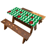 Green Zigzag Ladybird Pattern Print Picnic Table Cover