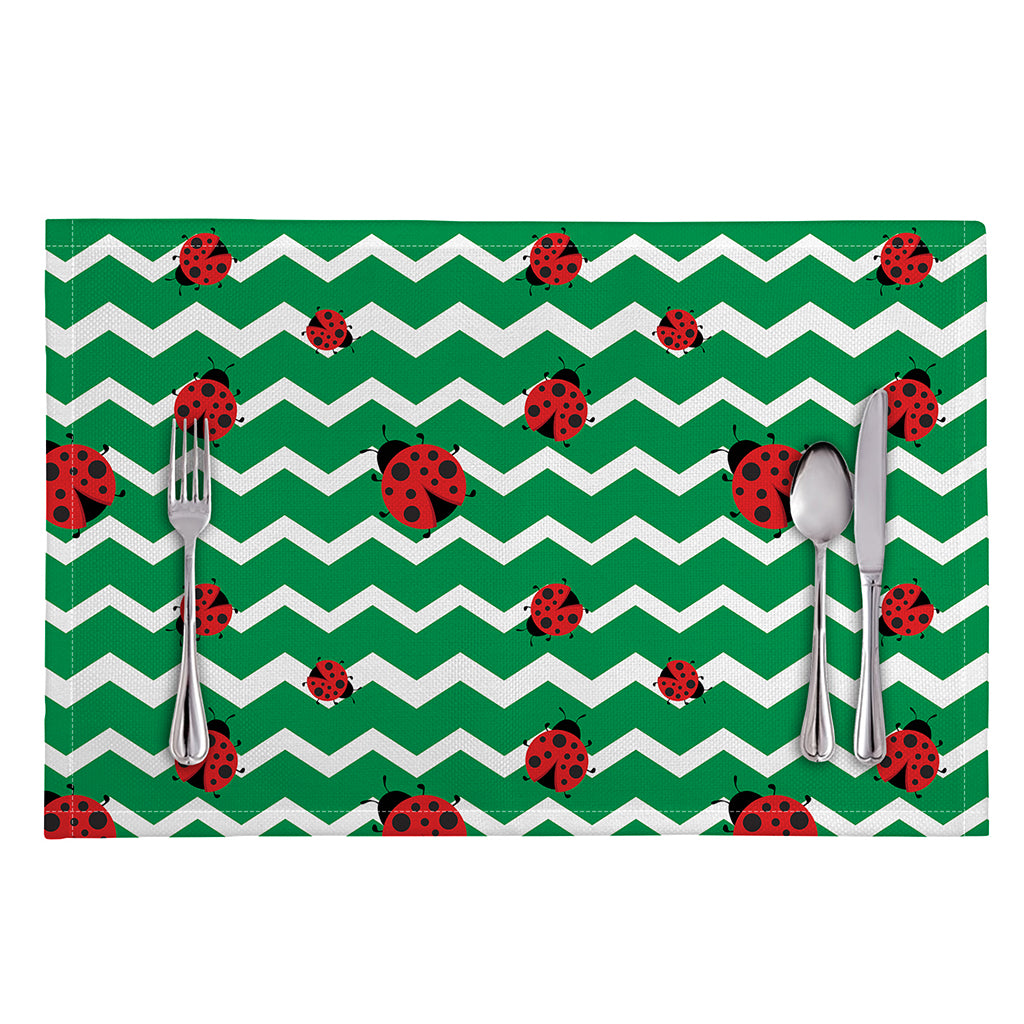 Green Zigzag Ladybird Pattern Print Placemat