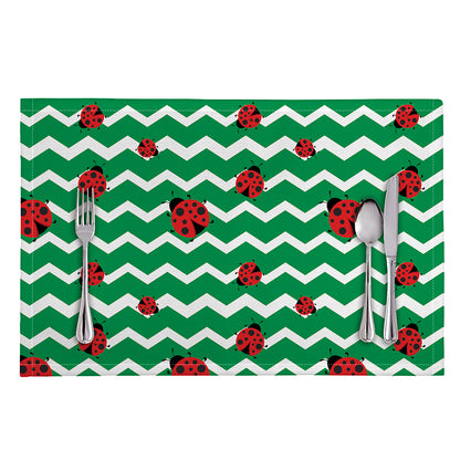 Green Zigzag Ladybird Pattern Print Placemat