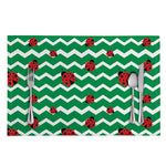 Green Zigzag Ladybird Pattern Print Placemat
