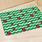 Green Zigzag Ladybird Pattern Print Polyester Doormat