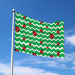 Green Zigzag Ladybird Pattern Print Polyester Flag