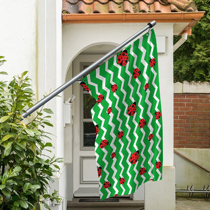 Green Zigzag Ladybird Pattern Print Polyester Flag