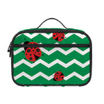 Green Zigzag Ladybird Pattern Print Portable Lunch Bag