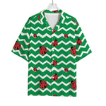 Green Zigzag Ladybird Pattern Print Rayon Hawaiian Shirt