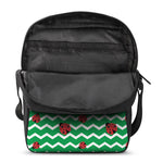 Green Zigzag Ladybird Pattern Print Rectangular Crossbody Bag