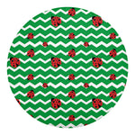 Green Zigzag Ladybird Pattern Print Round Blanket