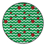 Green Zigzag Ladybird Pattern Print Round Floor Mat