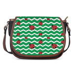 Green Zigzag Ladybird Pattern Print Saddle Bag