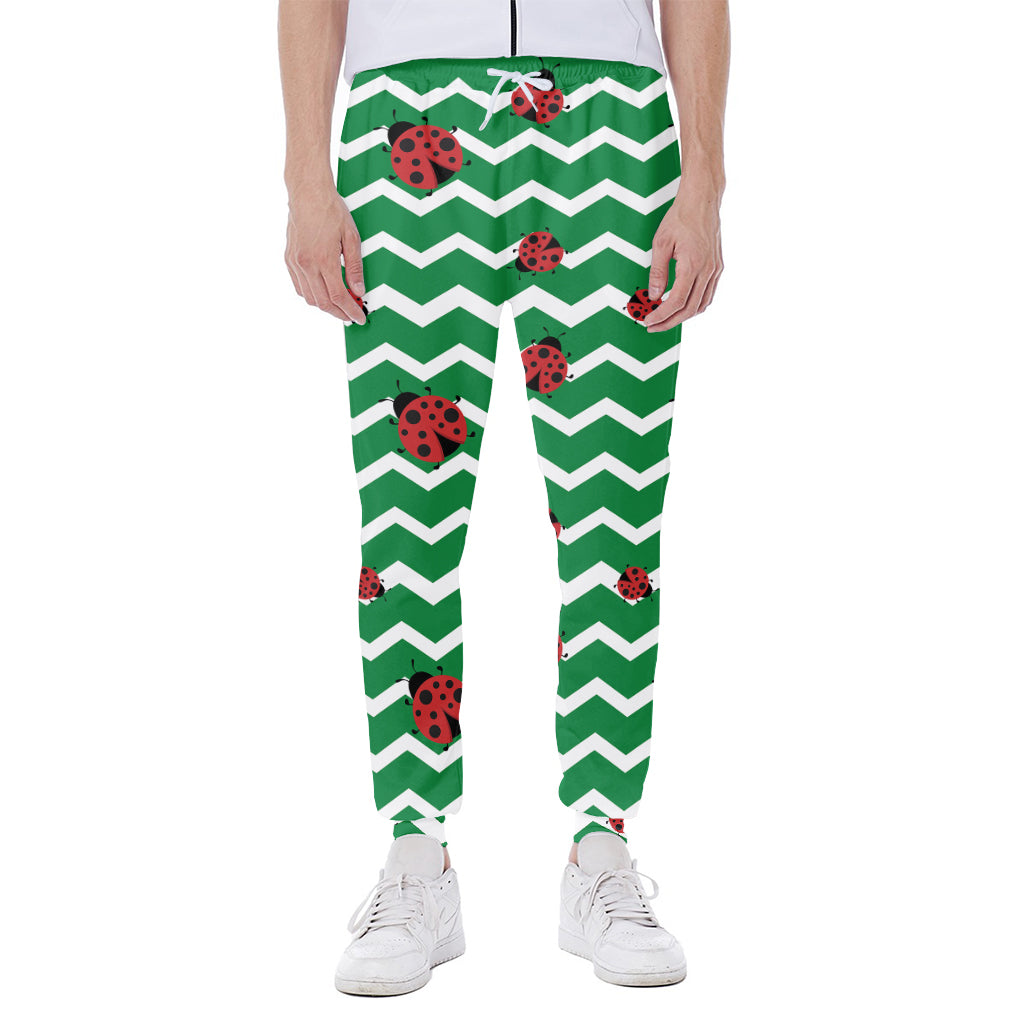 Green Zigzag Ladybird Pattern Print Scuba Joggers