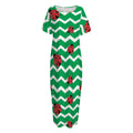 Green Zigzag Ladybird Pattern Print Short Sleeve Long Nightdress