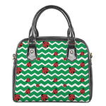 Green Zigzag Ladybird Pattern Print Shoulder Handbag