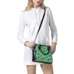 Green Zigzag Ladybird Pattern Print Shoulder Handbag