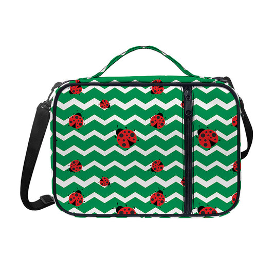 Green Zigzag Ladybird Pattern Print Shoulder Strap Bible Bag