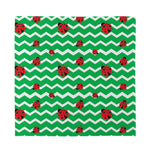 Green Zigzag Ladybird Pattern Print Silk Bandana