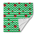 Green Zigzag Ladybird Pattern Print Silk Bandana