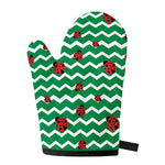 Green Zigzag Ladybird Pattern Print Single Oven Mitt