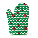 Green Zigzag Ladybird Pattern Print Single Oven Mitt