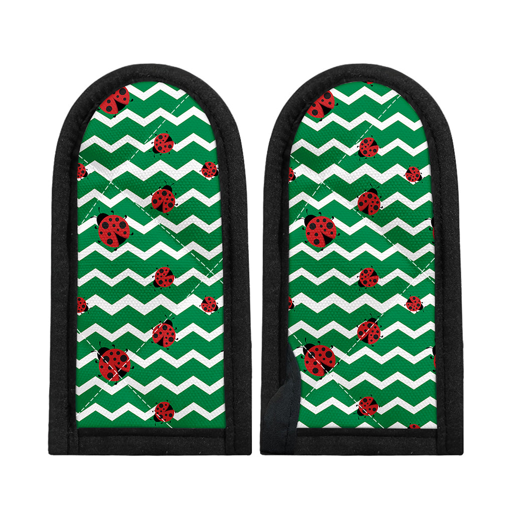 Green Zigzag Ladybird Pattern Print Skillet Handle Cover