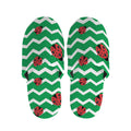 Green Zigzag Ladybird Pattern Print Slippers
