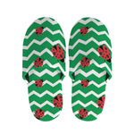 Green Zigzag Ladybird Pattern Print Slippers