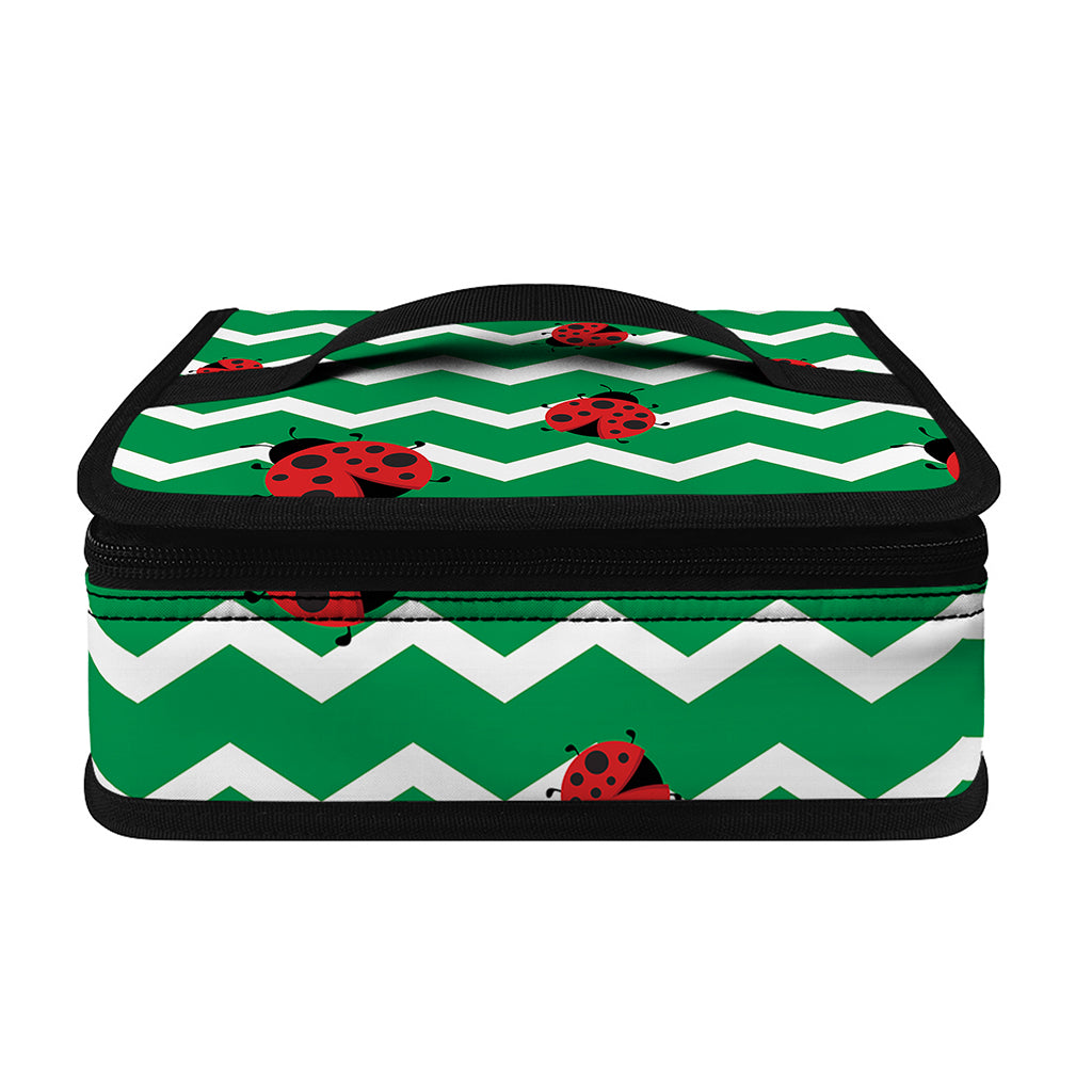 Green Zigzag Ladybird Pattern Print Small Lunch Bag